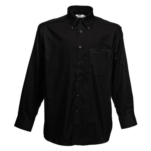 Fruit Of The Loom Oxford Long Sleeve Shirt Black